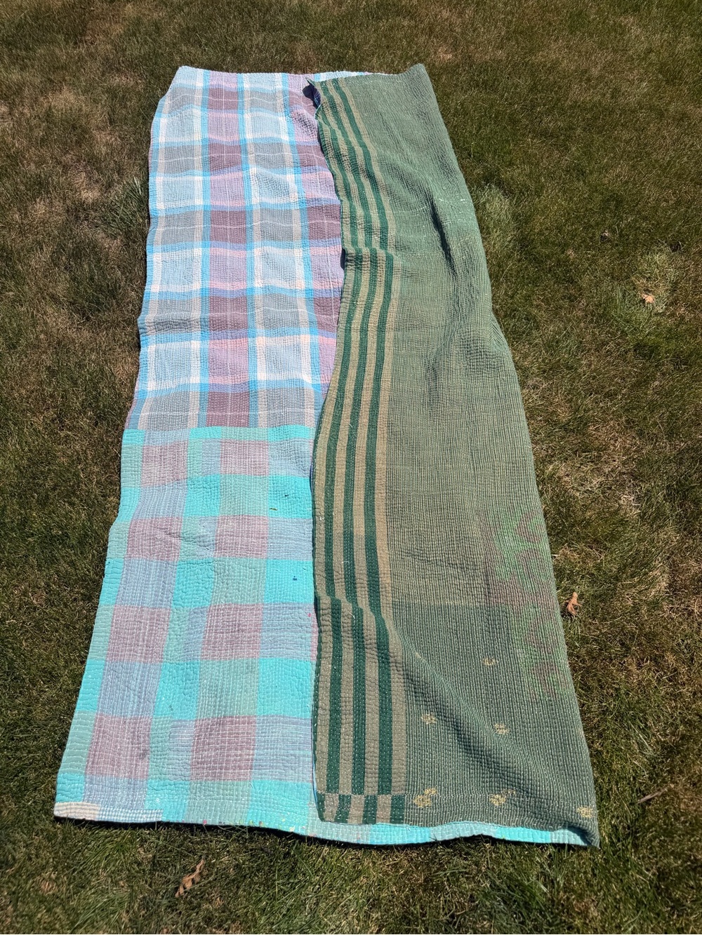Vintage Handmade Kantha Quilt | Reversible Cotton Bohemian Throw - Picture 2 of 8